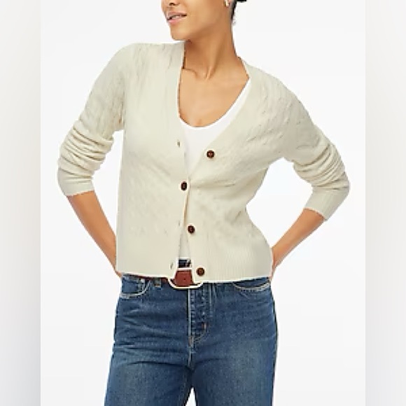 NWT J.Crew Cable Knit Cardigan In  Super Soft Yarn - Picture 2 of 4